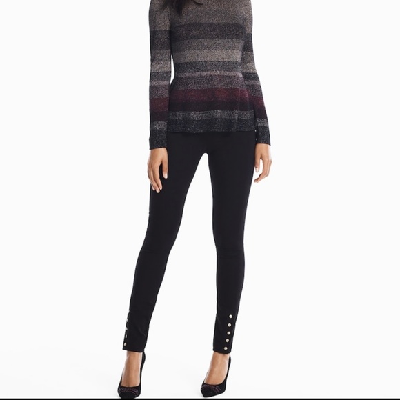 Ponte Button Hem Black Leggings - Picture 3 of 3